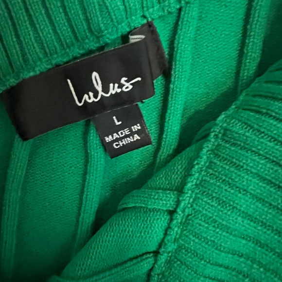 Flirty Desires Green Ribbed Knit One-Shoulder Midi Dress - Picture 6 of 7